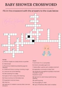 Baby Shower Crossword