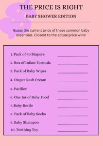 baby shower price is right downloadable