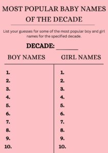 popular baby names - download baby shower games