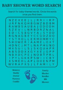 Baby Shower Word search 2