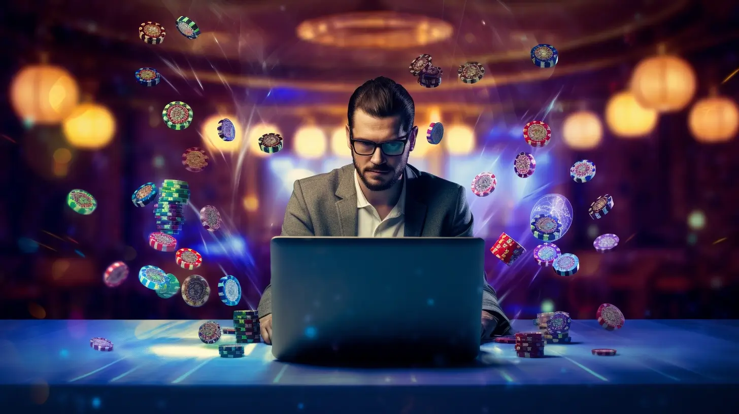 Image depicting a man playing at one of the best online casinos availble.