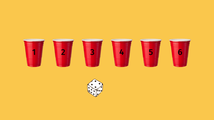 six cups dice drinking game