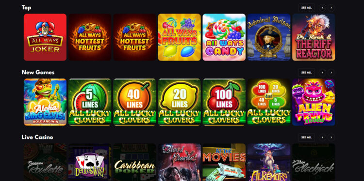 Screenshot of RoosterBets slot section