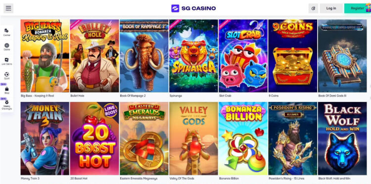 Screenshot of SG Casinos pokies section