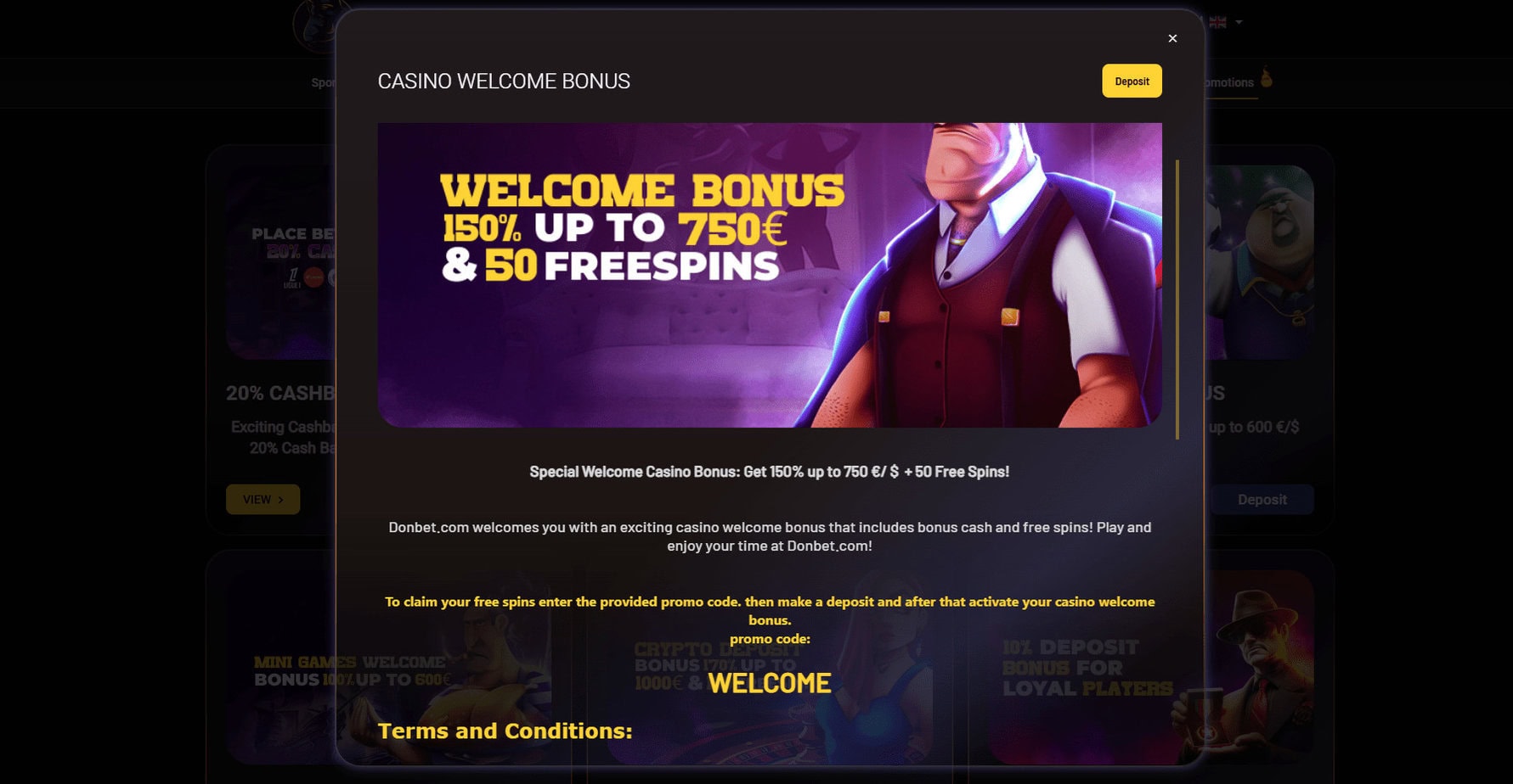 donbet bonus section