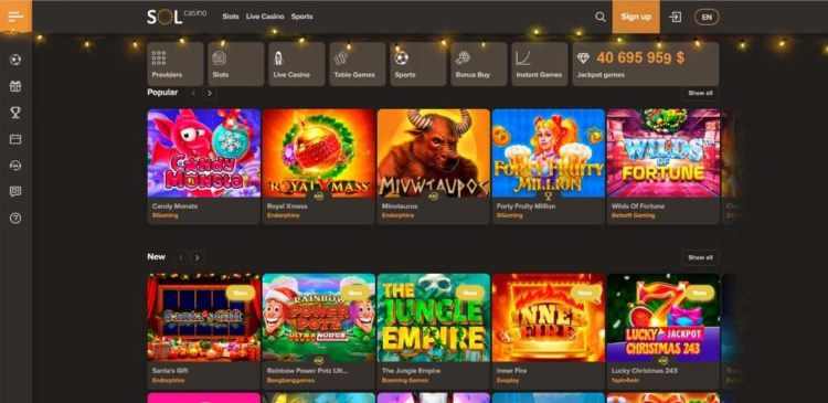 sol casino home page