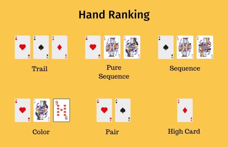 teen patti hand ranking