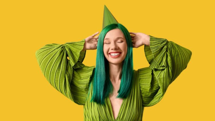 st patricks day games for adults at work woman wearing green with green hair